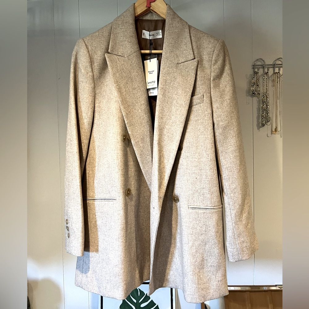 MANGO Oversized Wool Blazer